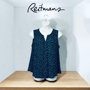 NWOT, Reitmans, Sleeveless Printed Top Plus Size, 18W, Teal & Black